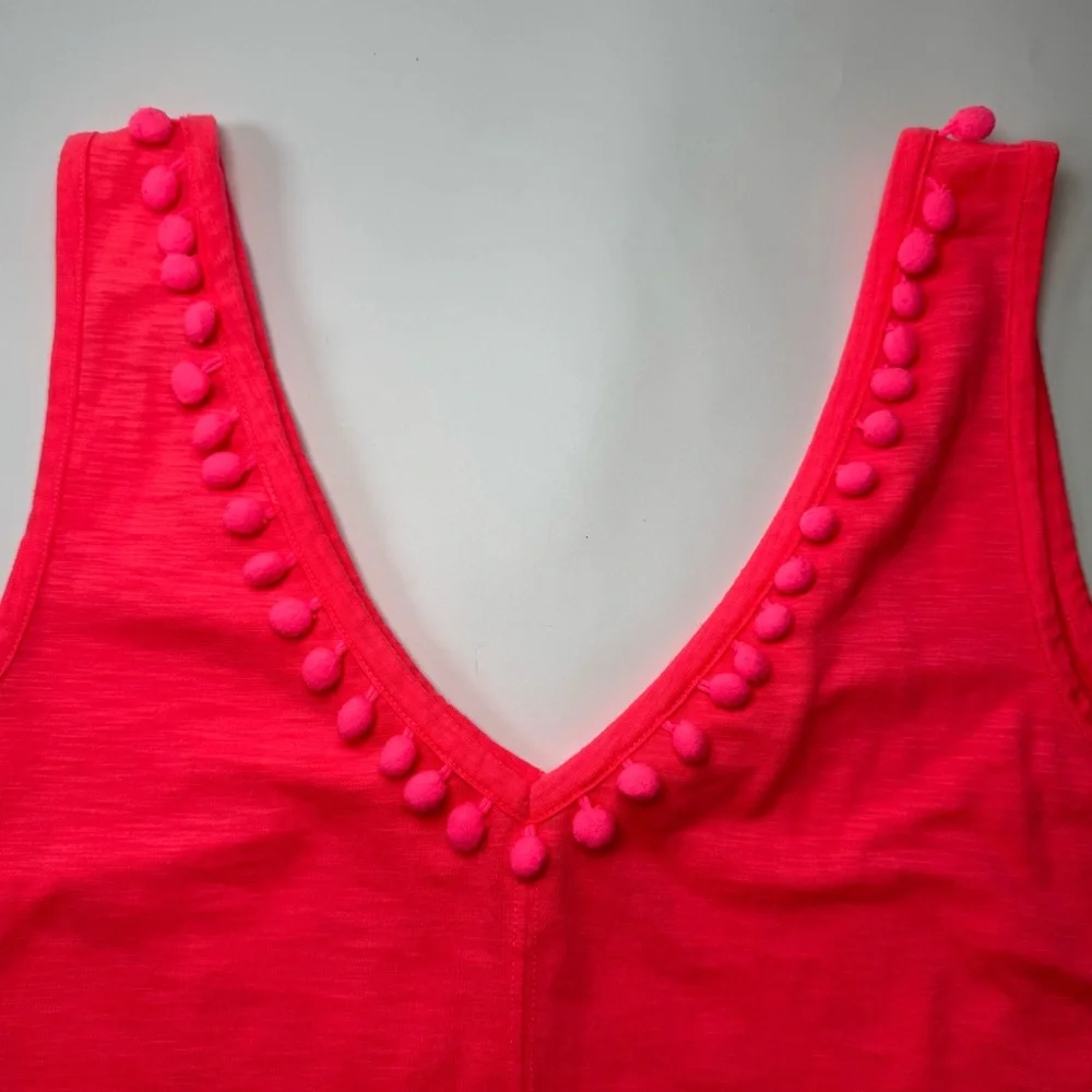 Lilly Pulitzer Neon Pink Sleeveless Pom Pom Tank - Medium - Picture 4 of 6